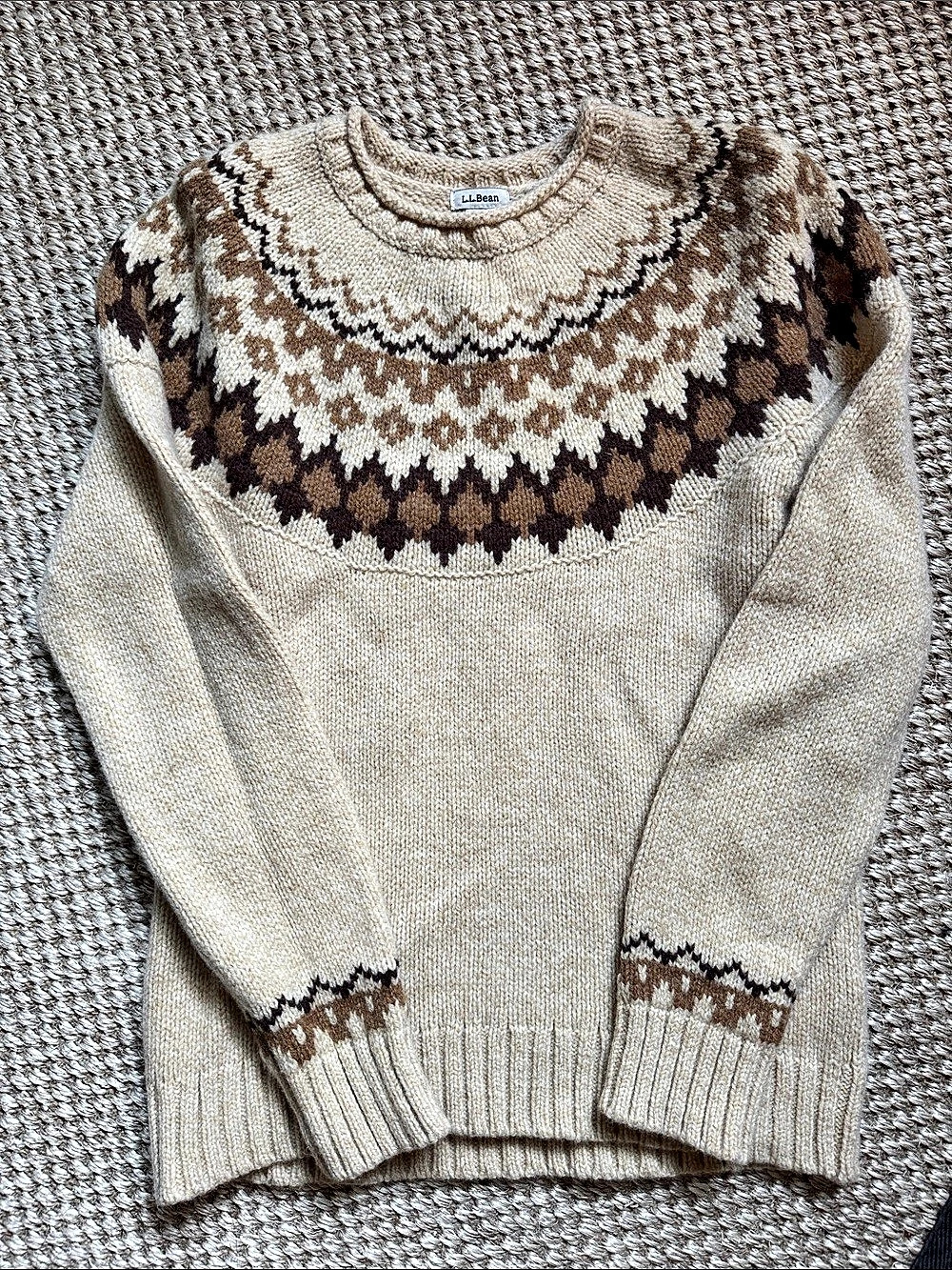 Vintage L.L.Bean Wool Fair Isle Crewneck Sweater Sz Small